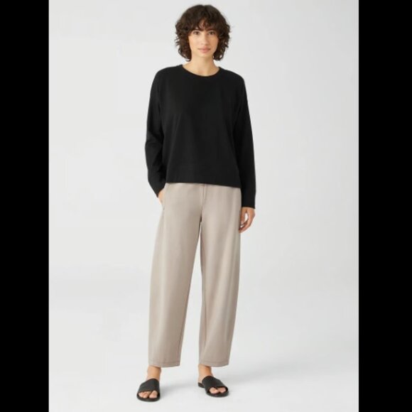 EILEEN FISHER KNIT PONTE FLEX TENCEL PULL ON LANTERN PANTS TAUPE GRAY M NEW - Picture 1 of 8